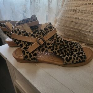 Blowfish Women's Leopard Print Sandals with Tan Straps